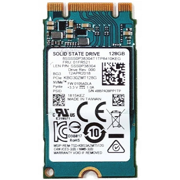 SSD M2 128GB Pci Express 3.1 Garantie